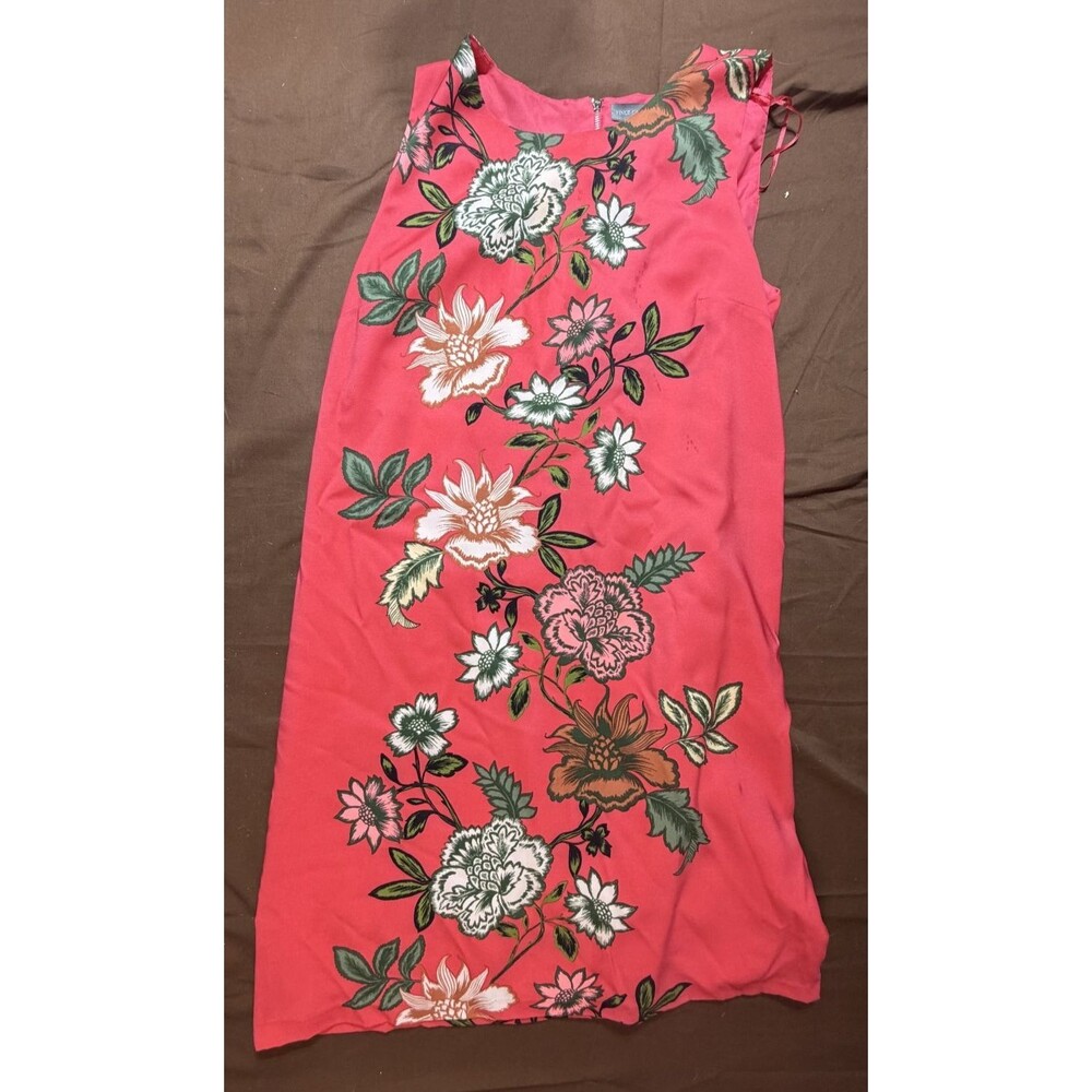 Vince Camuto Women's Pink Floral Sheath Dress Size 10 Midi Length